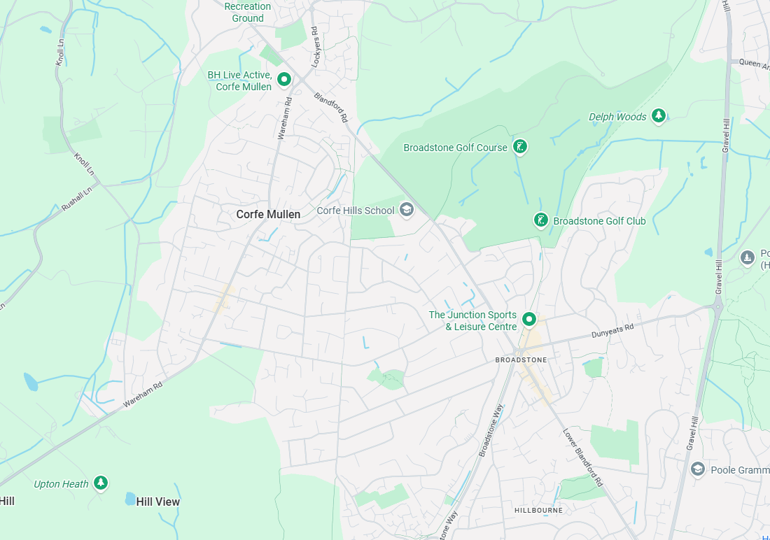 Map showing our Broadstone service area